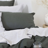 Capeview Interiors Olive Loom Bamboo &amp; Cotton Standard Pillowcases