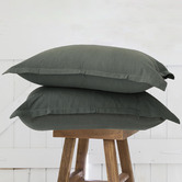 Capeview Interiors Olive Loom Bamboo &amp; Cotton Standard Pillowcases