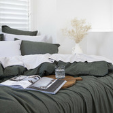 Capeview Interiors Olive Loom Bamboo &amp; Cotton Quilt Cover Set
