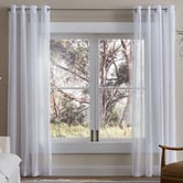 Tranquil Furnishings Edith Linen-Look Sheer Eyelet Single Panel Curtain