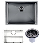 Aguzzo 600mm Single Stainless Steel Kitchen Sink with Protector Grid