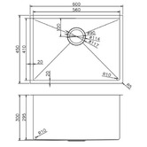 Aguzzo 600mm Single Kitchen Sink