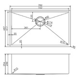 Aguzzo Elon 760mm Single Stainless Steel Kitchen Sink