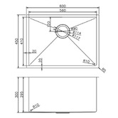 Aguzzo 600mm Single Brushed Satin Kitchen Sink