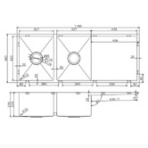 Aguzzo 1160mm Double Stainless Steel Kitchen Sink with Drainer