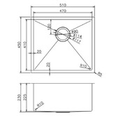 Aguzzo 510mm Single Stainless Steel Kitchen Sink with Protector Grid