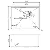 Aguzzo Elon 500mm Single Stainless Steel Kitchen Sink