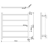 Aguzzo EZY FIT 750 x 700mm 5 Bar Heated Towel Rail