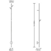 Aguzzo EZY FIT 1500mm Heated Vertical Towel Bar with 3 Hooks