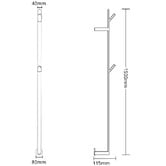Aguzzo EZY FIT 1500mm Heated Vertical Towel Bar with 2 Hooks