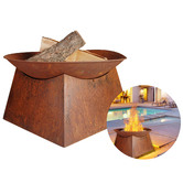 Flex Furniture 56cm Rustic Square Base Round Fire Pit