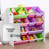 Oakleigh Home Kids Levede 12 Bin Wooden Toy Organiser