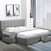 Oakleigh Home Grey Edan Bed Frame with Storage Drawers