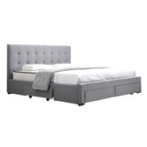 Oakleigh Home Grey Edan Bed Frame with Storage Drawers