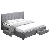 Oakleigh Home Grey Edan Bed Frame with Storage Drawers