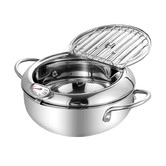 Oakleigh Home Fidel Silver Deep Fry Pot with Thermometer