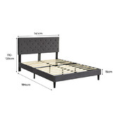 Oakleigh Home Grey Risha Velvet Bed Frame