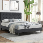 Oakleigh Home Grey Risha Velvet Bed Frame