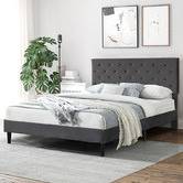 Oakleigh Home Grey Risha Velvet Bed Frame