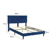 Oakleigh Home Blue Risha Velvet Bed Frame