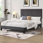 Oakleigh Home Grey Hiro Velvet Queen Bed Frame