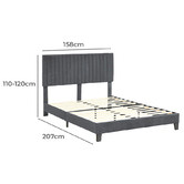 Oakleigh Home Grey Hiro Velvet Queen Bed Frame