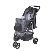 Oakleigh Home Plaid Pawz 3 Wheel Compact Pet Stroller