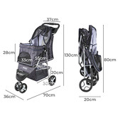 Oakleigh Home Plaid Pawz 3 Wheel Compact Pet Stroller