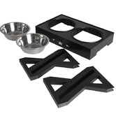 Oakleigh Home 3 Piece Elevated Dual Pet Feeder Set