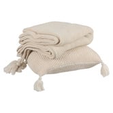 Oakleigh Home 2 Piece Tassels Knitted Blanket &amp; Cushion Set