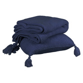 Oakleigh Home 2 Piece Tassels Knitted Blanket &amp; Cushion Set