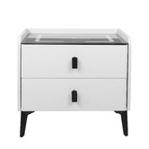 Oakleigh Home Ovette 2 Drawer LED Bedside Table with Charging Station