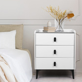 Oakleigh Home Ovette 3 Drawer LED Bedside Table with Charging Station