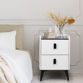 Oakleigh Home Ovette 2 Drawer LED Bedside Table with Charging Station