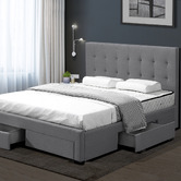 Oakleigh Home Grey Edan Bed Frame with Storage Drawers