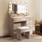 Oakleigh Home Chiqui LED Dressing Table &amp; Stool Set