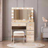 Oakleigh Home Chiqui LED Dressing Table &amp; Stool Set