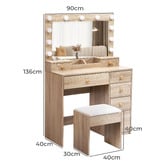 Oakleigh Home Chiqui LED Dressing Table &amp; Stool Set