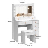 Oakleigh Home Chiqui LED Dressing Table &amp; Stool Set