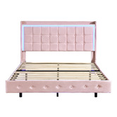 Oakleigh Home Pink Leif Velvet Bed with LED