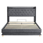 Oakleigh Home Gatlin Upholstered Gas Lift Storage Bed with LED