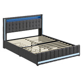 Oakleigh Home Palmera Upholstered Bed with LED &amp; Charging Station