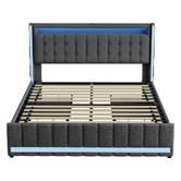Oakleigh Home Palmera Upholstered Bed with LED &amp; Charging Station
