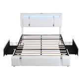 Oakleigh Home Raleigh Faux Leather Bed with LED &amp; Charging Station