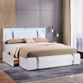 Oakleigh Home Raleigh Faux Leather Bed with LED &amp; Charging Station