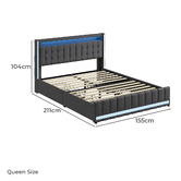 Oakleigh Home Palmera Upholstered Bed with LED &amp; Charging Station