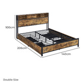 Oakleigh Home Newburgh Platform Double Bed with LED &amp; Charging Station