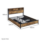 Oakleigh Home Newburgh Platform Double Bed with LED &amp; Charging Station