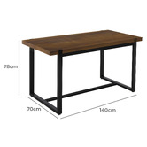 Oakleigh Home 140cm  Stamp Pine Wood &amp; Metal Dining Table