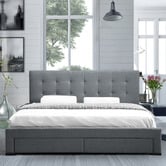 Oakleigh Home Grey Edan Bed Frame with Storage Drawers